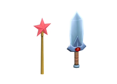 手绘低模 卡通武器 剑 星星法杖 q版兵器