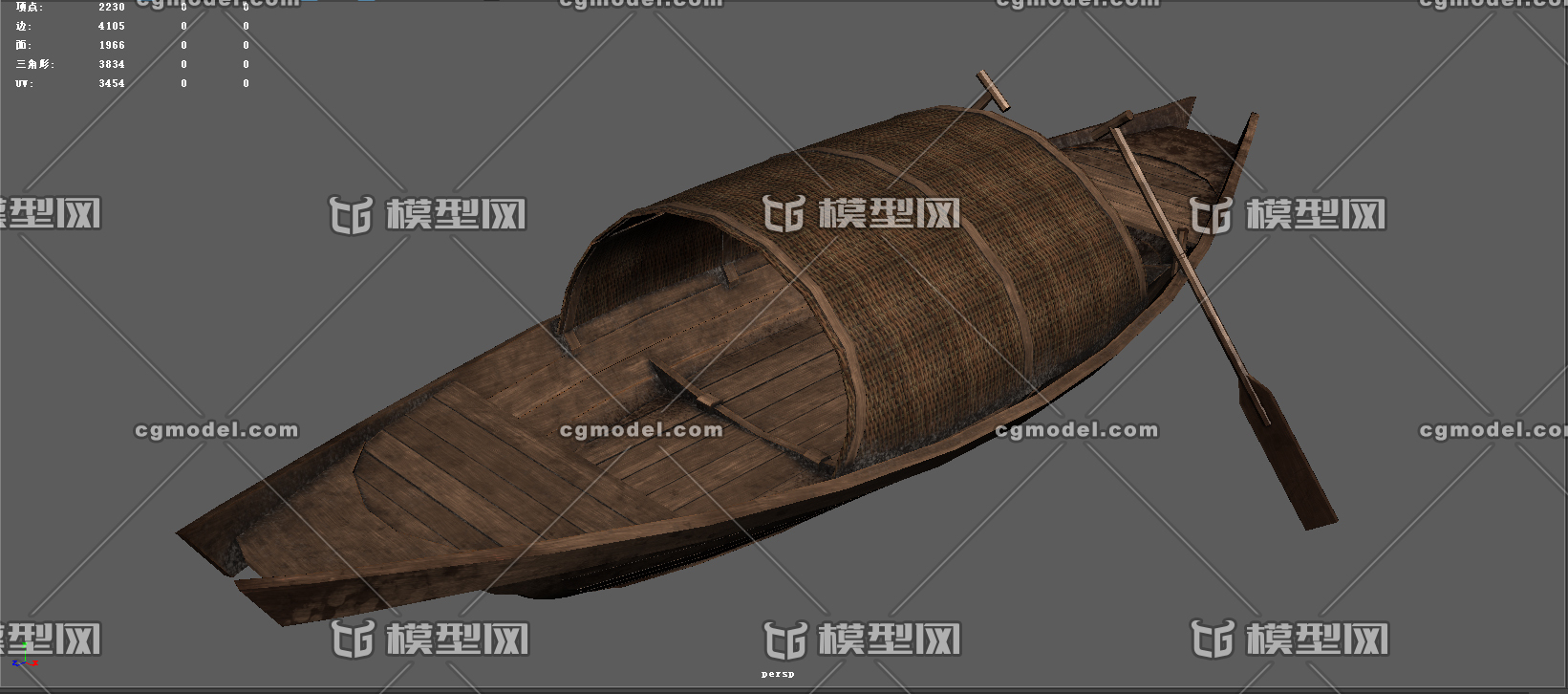 船;小船;船桨模型-古代船/仿古船模型库-FBX(.fbx)模型下载-cg模型网