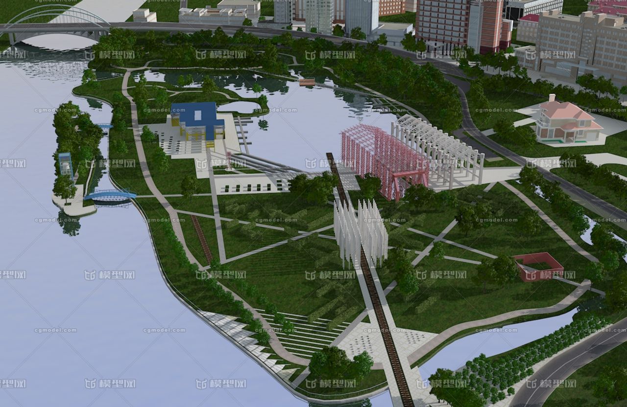 中山岐江公园地形_浅逐作品_场景现代场景_cg模型网