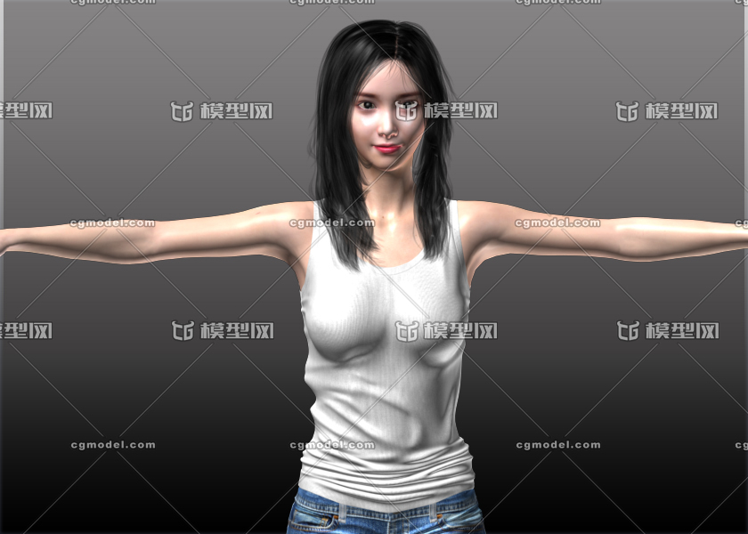 韩国美女 歌手 练习生 大学生 时尚 夹克女 游客模型-女人模型库-maya