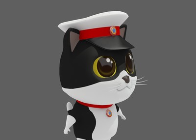 卡通 猫 黑猫 警长 警察 警官 宠物 动物 吉祥物