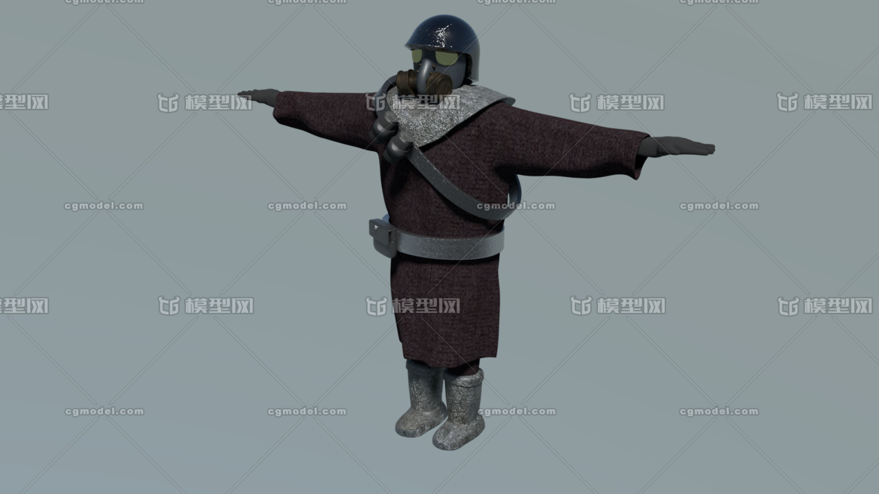 写实现代风格带防毒面具的士兵低仿动员兵