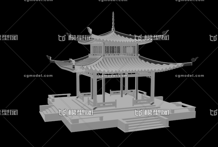 爱晚亭素模,含fbx文件和max文件,无_黄伟耀作品_建筑历史建筑_cg模型