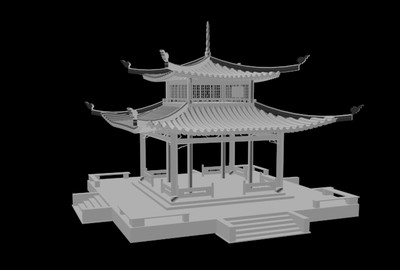 爱晚亭素模,含fbx文件和max文件,无_黄伟耀作品_建筑历史建筑_cg模型