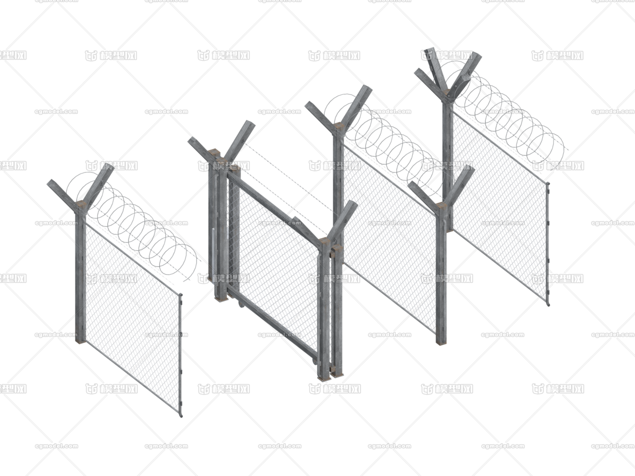 手绘低模 围栏 护栏 铁丝网 贴围墙 监狱门 铁网墙