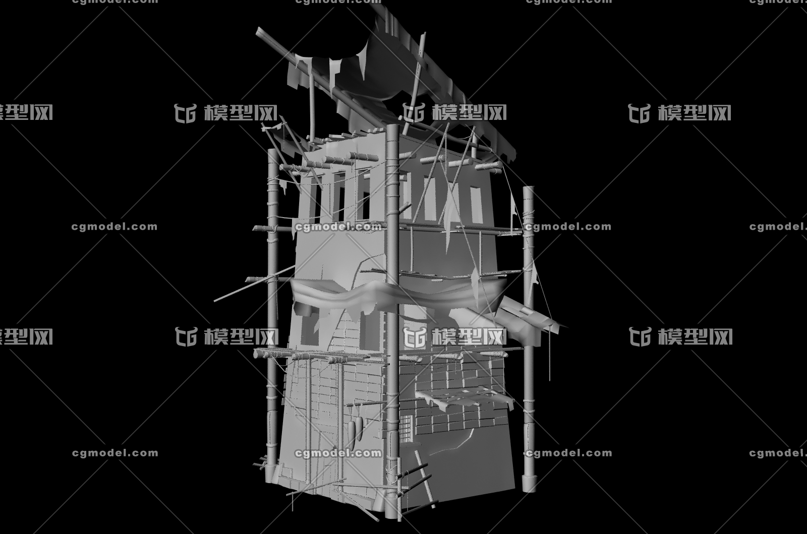 破旧防御塔模型模型-古代场景模型库-Maya(.ma/.mb)模型下载-cg模型网