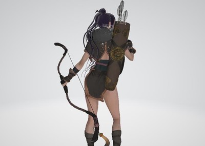 次世代女弓箭手带弓箭和弓