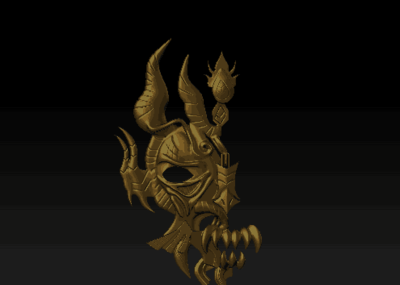 一个半脸面具 肩甲 鬼面,可3d打印_861031399@qq.co作品_雕塑/文物文