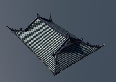 歇山顶 古建顶 古建顶屋面 古式屋顶 古_艾菲尔设计作品_场景古代场景