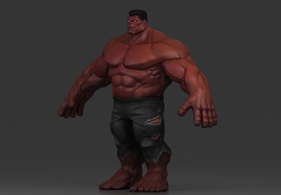 红浩克 漫画人物模型-异形怪物模型库-3ds Max(.max)模型下载-cg模型网