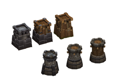 手绘 高台 炮台 站台 塔防 哨塔 烽火塔 防御塔 木塔