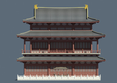 唐代双层大殿 观音殿 唐代双层重檐大殿 唐代古建筑 唐式风格
