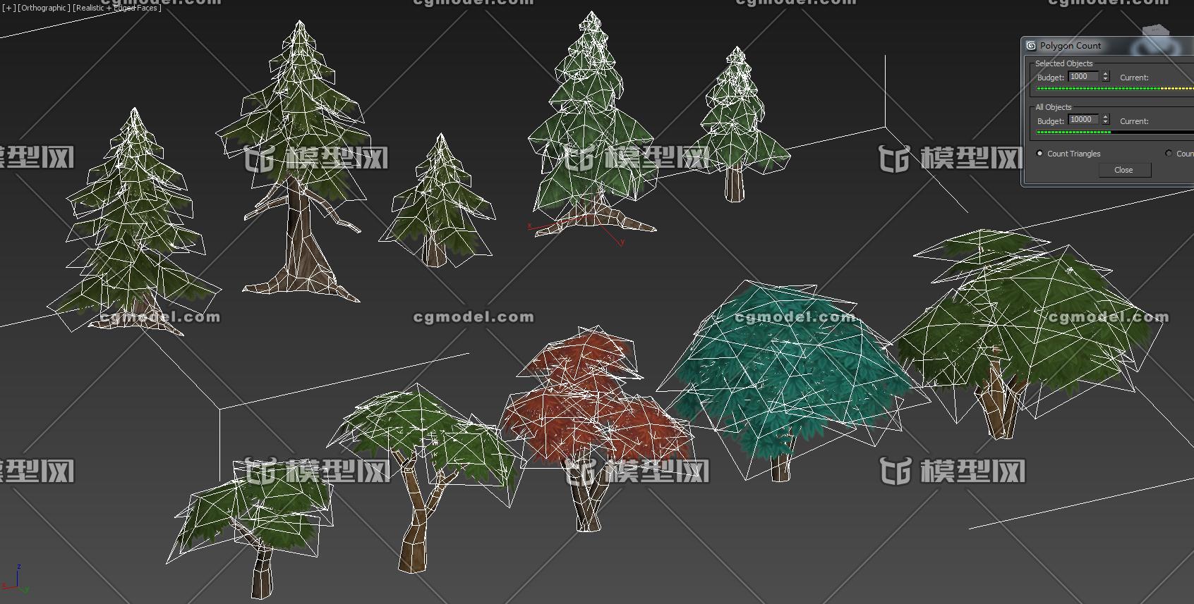 手绘卡通树木植物树木大树低模绿叶树针叶树红叶 树松树榕树绿树杉树迎客松老树 Cg模型网 Cgmodel 三维设计师交流互动平台 专注多品类3d模型下载 原创作品分享 软件学习