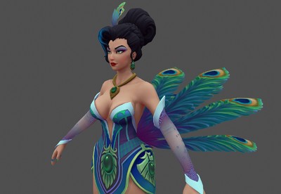 手绘贴图 孔雀女妖   孔雀女王 peacock   孔雀精灵