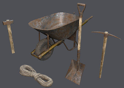 次世代 pbr 矿工装备 挖煤 挖矿工具 挖煤 工具套件 场景部件 物件