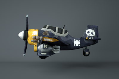 q版卡通轰炸机飞机战斗机低面