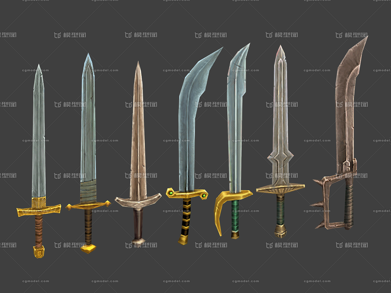 手绘 武器低模 古代兵器 刀剑  大刀 砍刀 手绘刀