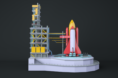 lowpoly火箭发射 低面火箭发射 火_zedsf作品_场景现代场景_cg模型网