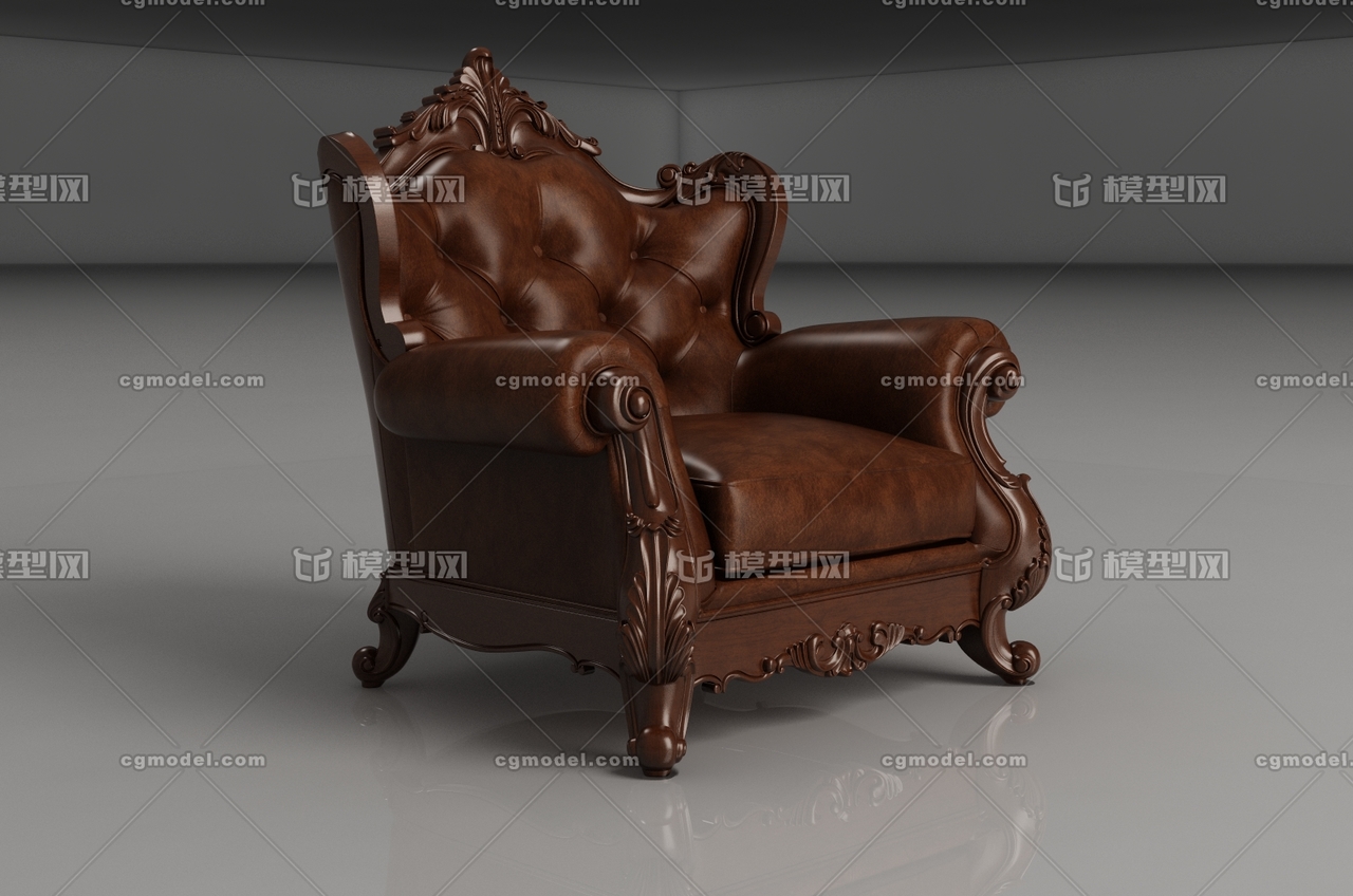 欧美古典式沙发 单人沙发模型-沙发模型库-3ds Max(.max)模型下载-cg模型网