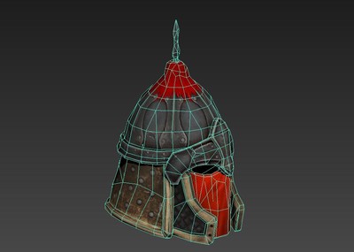 中国古代士兵头盔红缨头盔次世代简模helmet