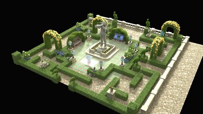 花园迷宫雕塑场景生长动画