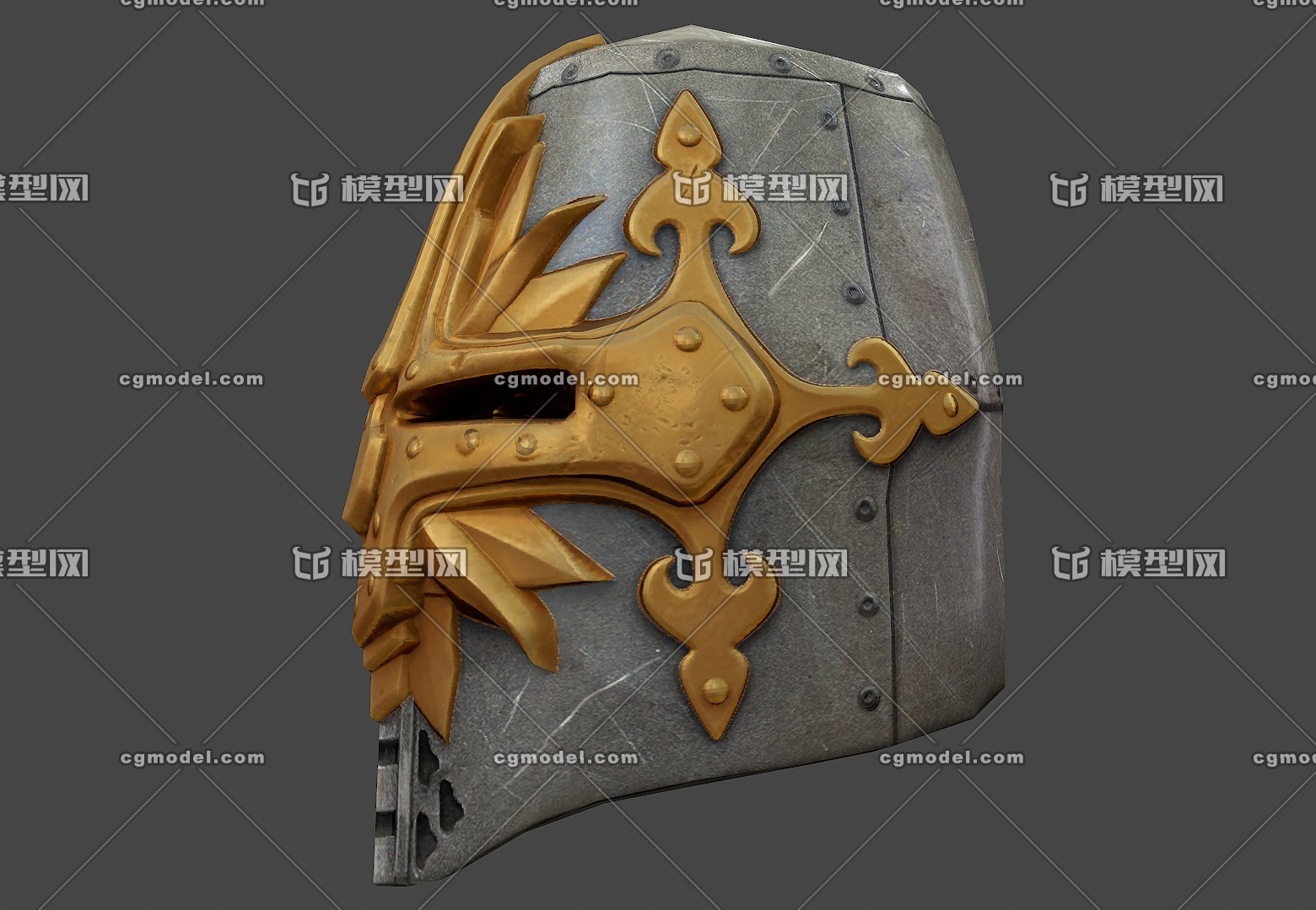 欧洲中世纪 太阳头盔 次世代简模西方骑士头盔 helmet