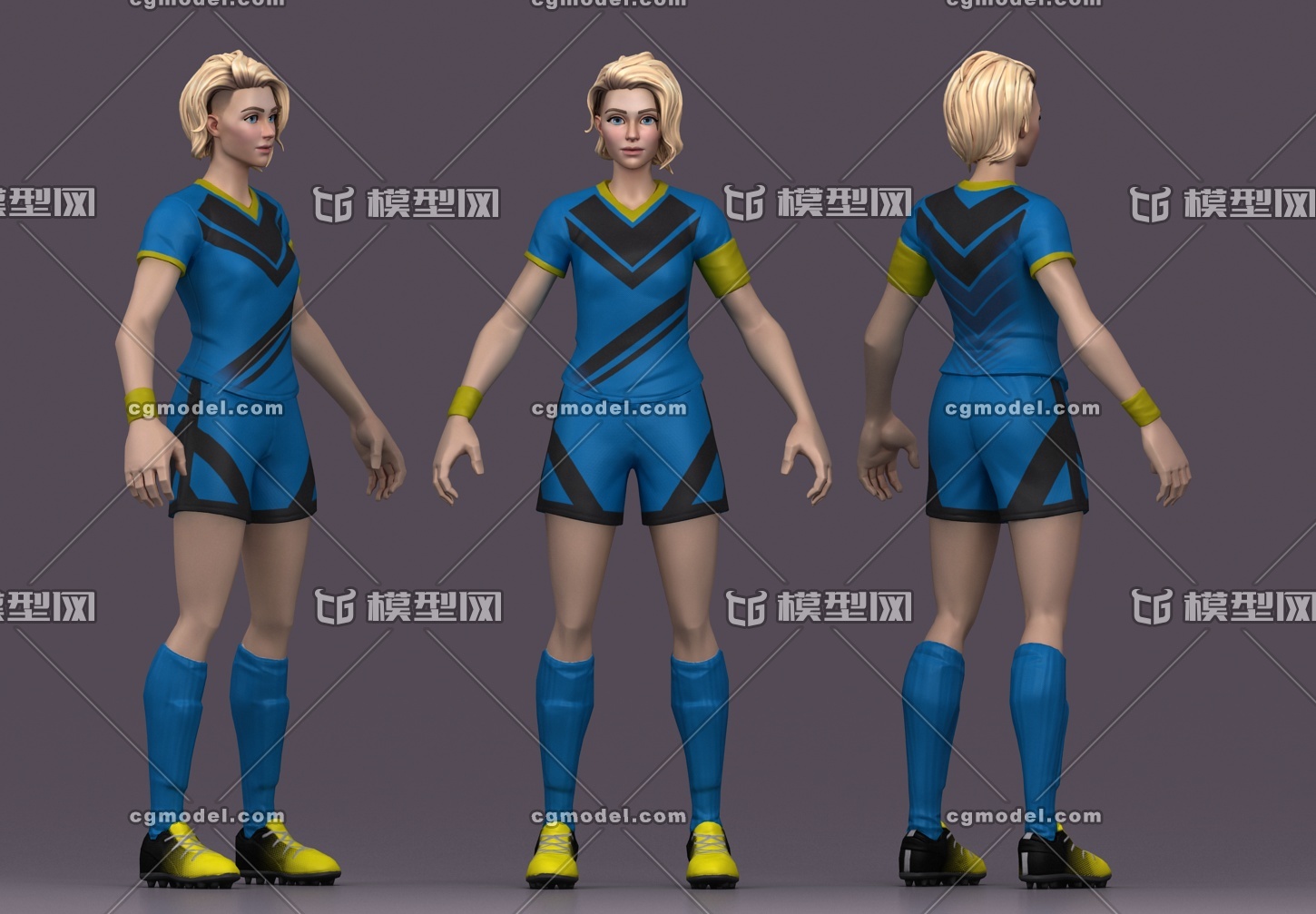 卡通 女足運動員 football_436437作品_人物女人_cg模型網