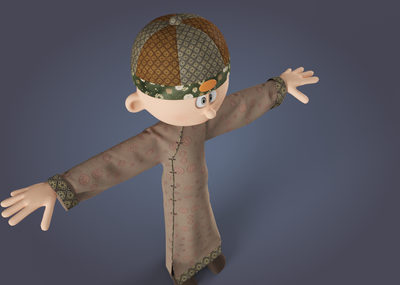 中国传统地主 瓜皮帽卡通人物 古代经典中国风 褂子 马褂