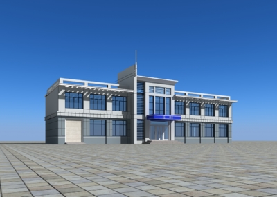 二层现代派出所 公安局_寒来暑往作品_建筑公共设施_cg模型网