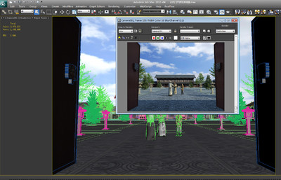 写实古代门开启动画场景,古建筑,古典,古代,古人,大门,抱鼓石,开门