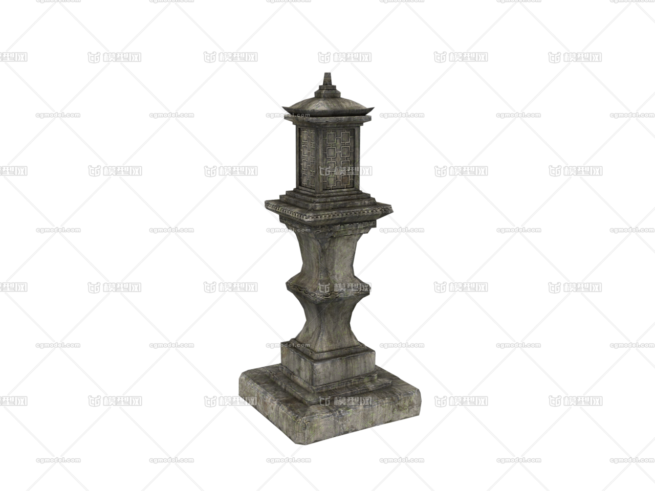 手绘寺庙灯低模 古代街灯 复古石灯 石墩 石桥灯 古代石灯笼 神社灯台