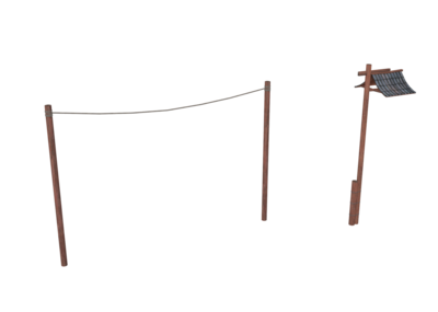 手绘晾衣架低模 晾衣杆 古代路灯 牌坊 染坊架子 布匹晾衣架