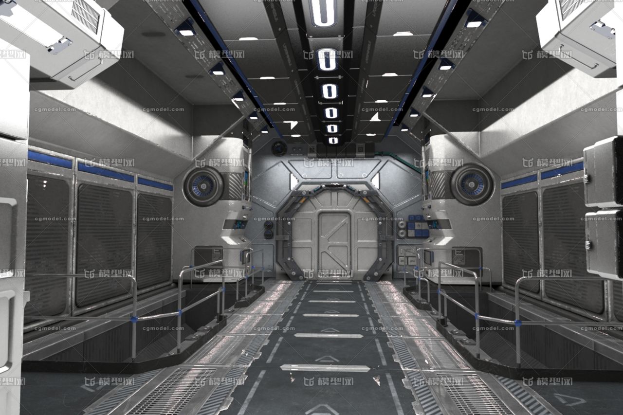 VR***未来科技走廊通道 空间站走廊通道模型-科幻场景模型库-Maya(.ma/.mb)模型下载-cg模型网
