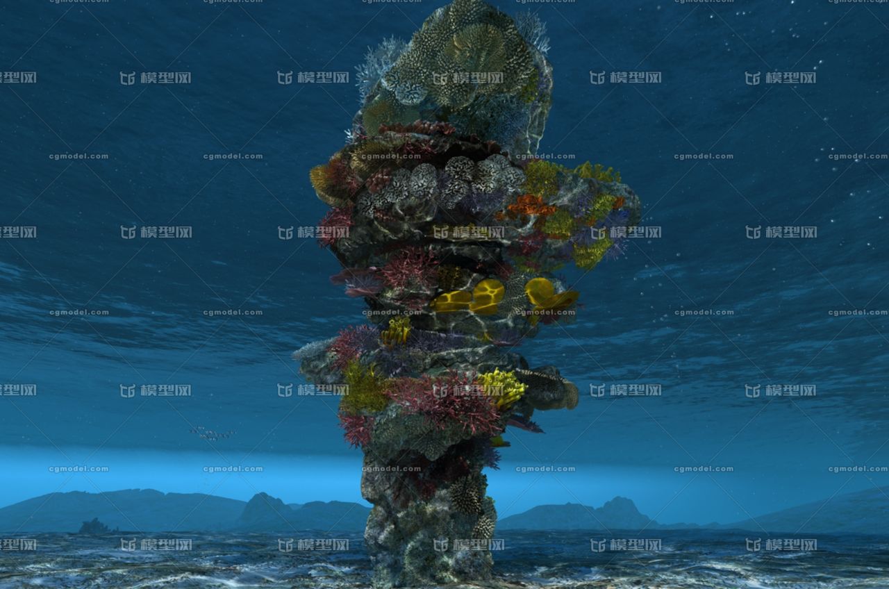 真实的珊瑚,海底素材 海底植物 礁_zfj0322作品_石头植物石头_cg模型
