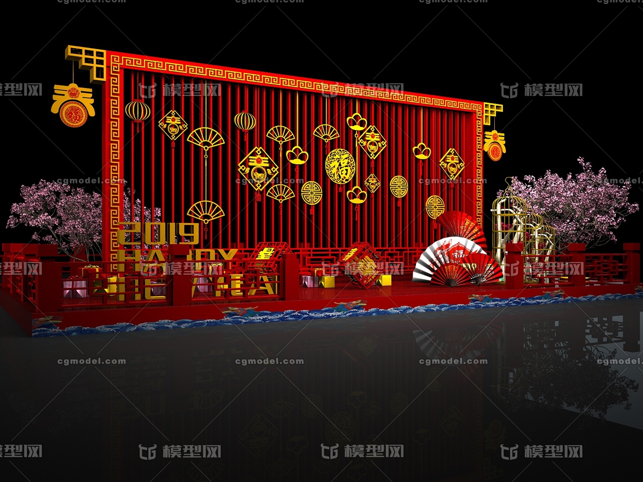 美陈 户外 dp 新年 _音阙诗听作品_美陈会场/活动_cg模型网