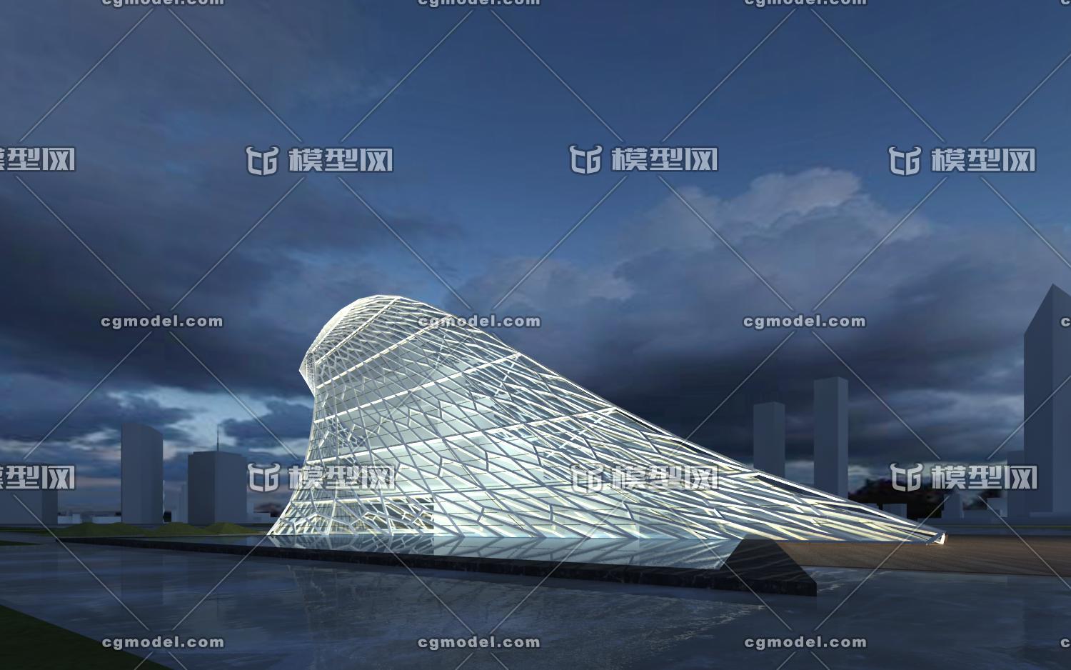 玻璃建筑鸟形状玻璃体建筑