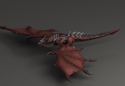 写实 铁甲飞龙坐骑 次世代火龙 魔龙 red dragon 红龙 魔幻世界 火龙