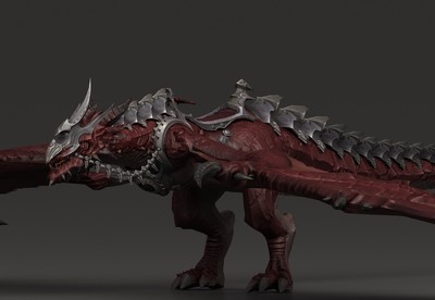 写实 铁甲飞龙坐骑 次世代火龙 魔龙 red dragon 红龙 魔幻世界 火龙