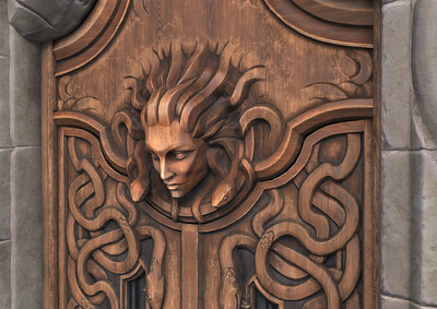 次世代 魔幻木门 魔法大门 场景部件 游戏物件  游戏场景 场景设计