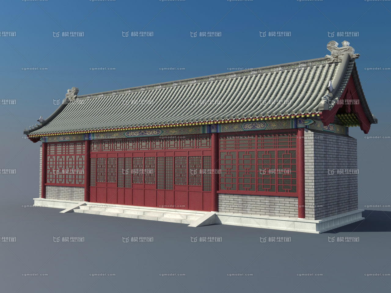 大殿 廂房 古建廂房 古建大殿 懸山建築_艾菲爾設計作品_建築歷史建築