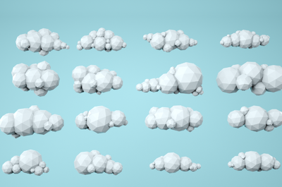 lowpoly云朵 低面 云 卡通云 q版云模型-场景部件模型库-fbx(.