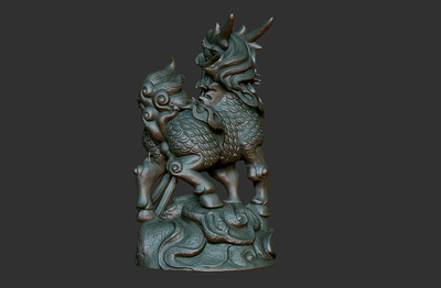 中式雕塑模型 神兽 麒麟 送宝