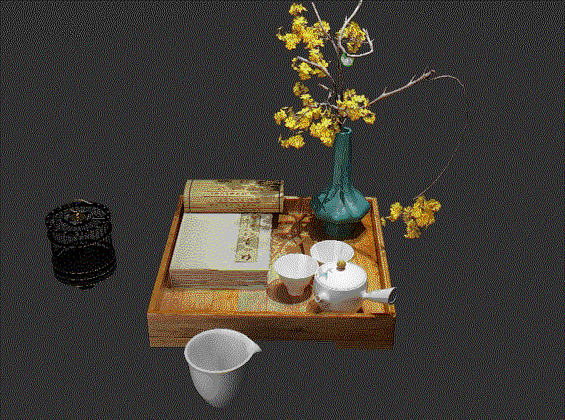 中式茶具摆件花瓶竹简红楼梦鸟笼