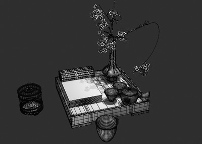 中式茶具摆件花瓶竹简红楼梦鸟笼