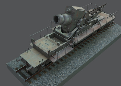 列车炮 pbr简模 重型武器 古_heikeji作品_武器火炮器械_cg模型网