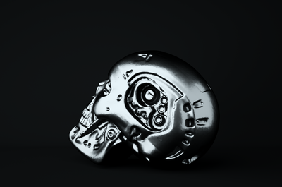 终结者头骨 机械酷炫骷髅头 机器人头 未来战士头部 骷髅头模型