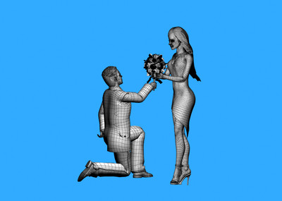 求婚,鲜花,表白,一见衷心,单膝跪地,男_吴新明作品_人物女人_cg模型网