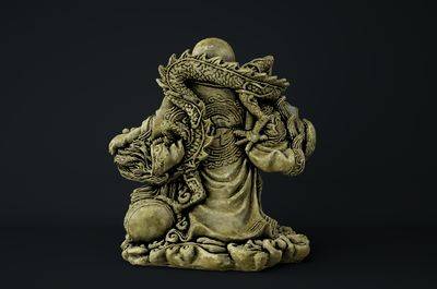 超精细弥勒佛 背着龙的弥勒佛 手持元宝 弥勒佛雕像模型 佛像