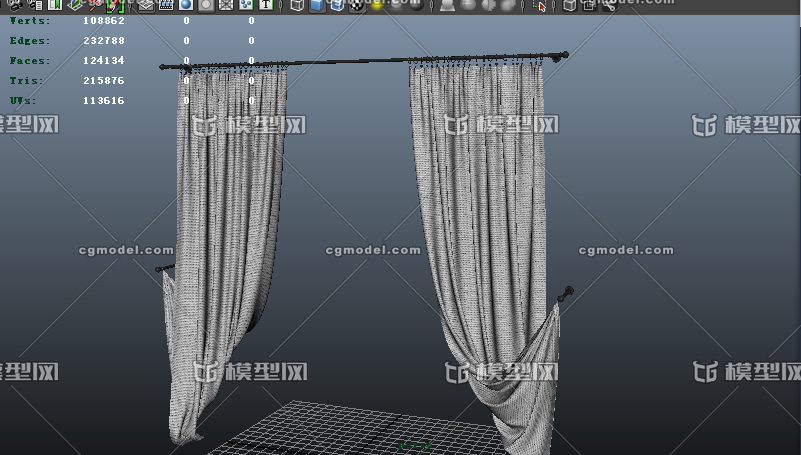 白的窗帘 门帘 棉麻布料 棉麻窗帘_双晴作品_生活用具家居装饰_cg模型