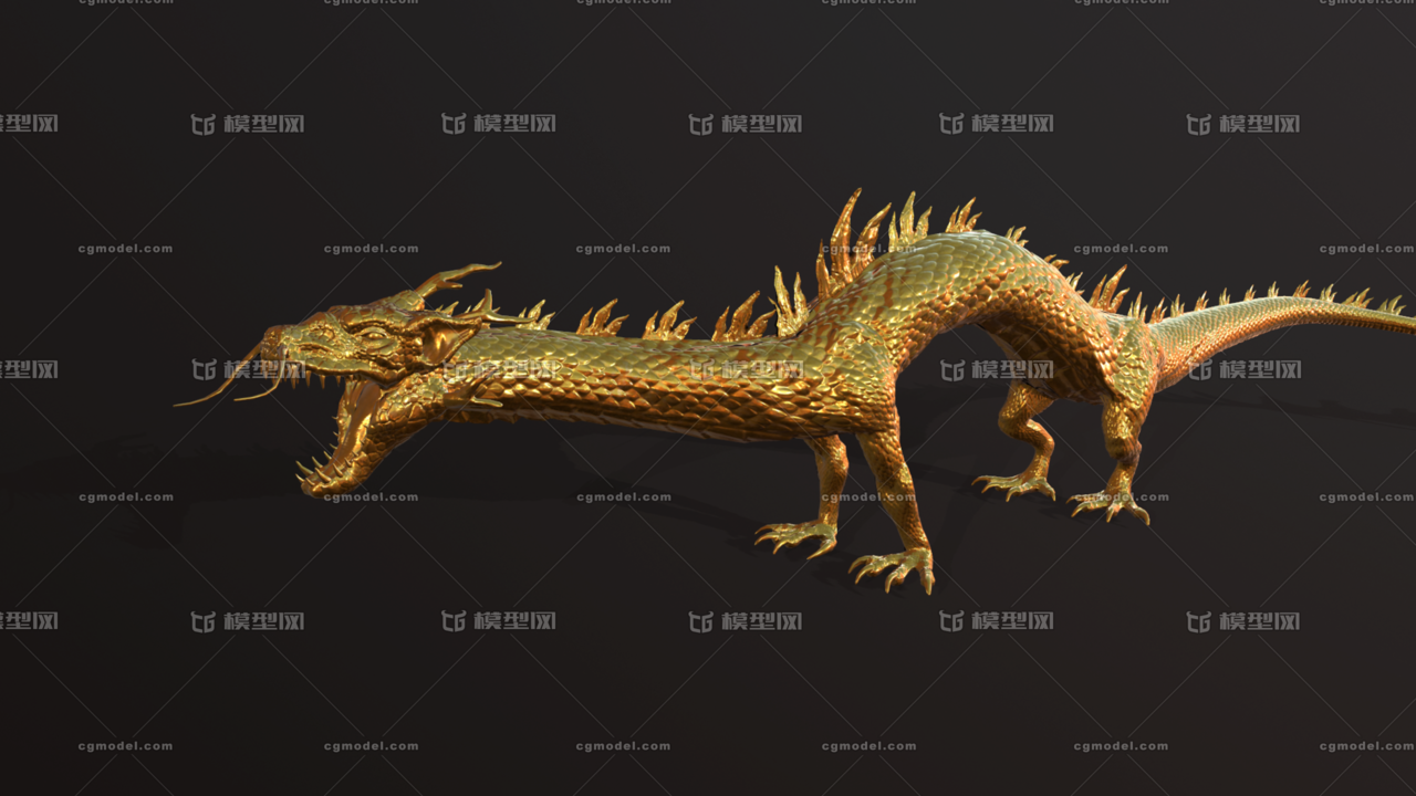 精细 东方龙 中国龙 黄金龙 神龙 四脚龙 飞龙 神兽 全套动作 pbr